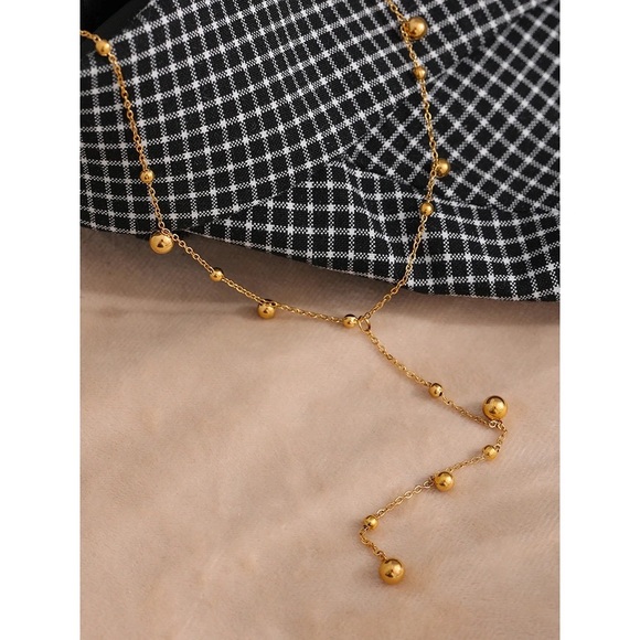 18K Gold Plated Bead Long Pendant Necklace - Picture 2 of 12